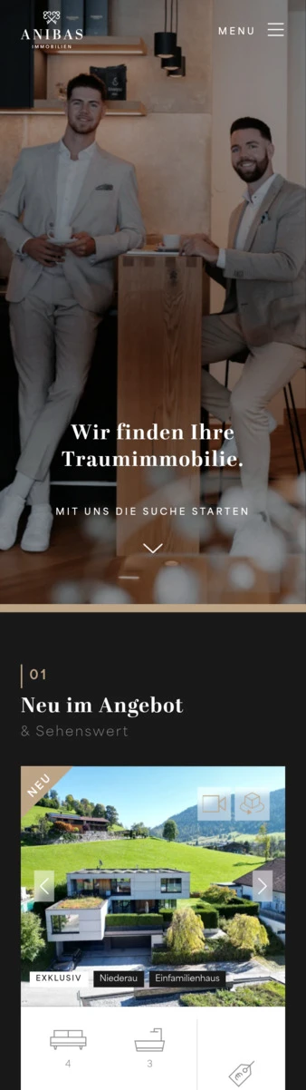 Screenshot von der Handyansicht von anibas-immobilien.com