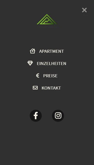 Menü von der Website Alpenloft Mereine