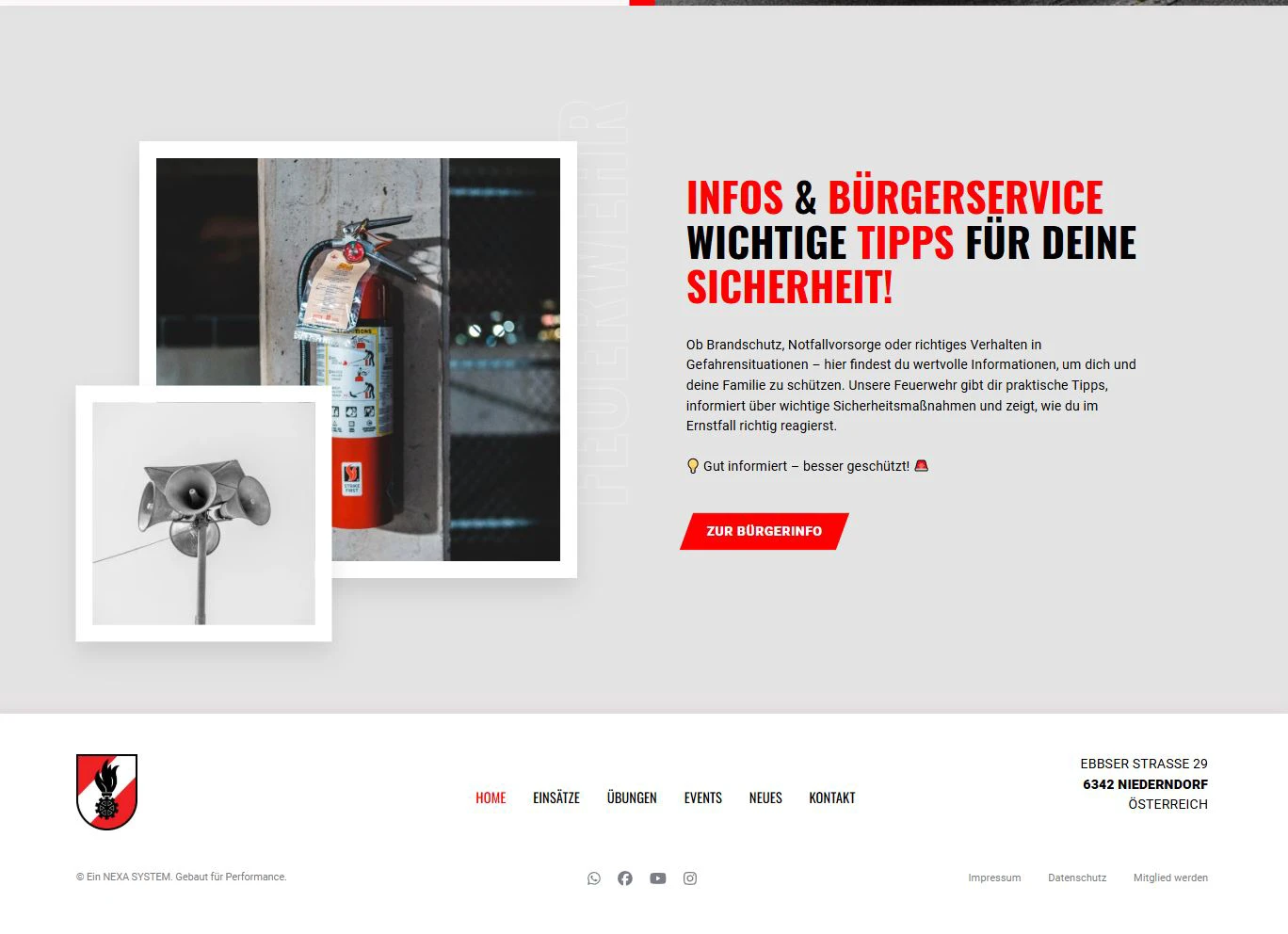 Unterseite Bürgerservice der Website von Feuerwehr Niederndorf
