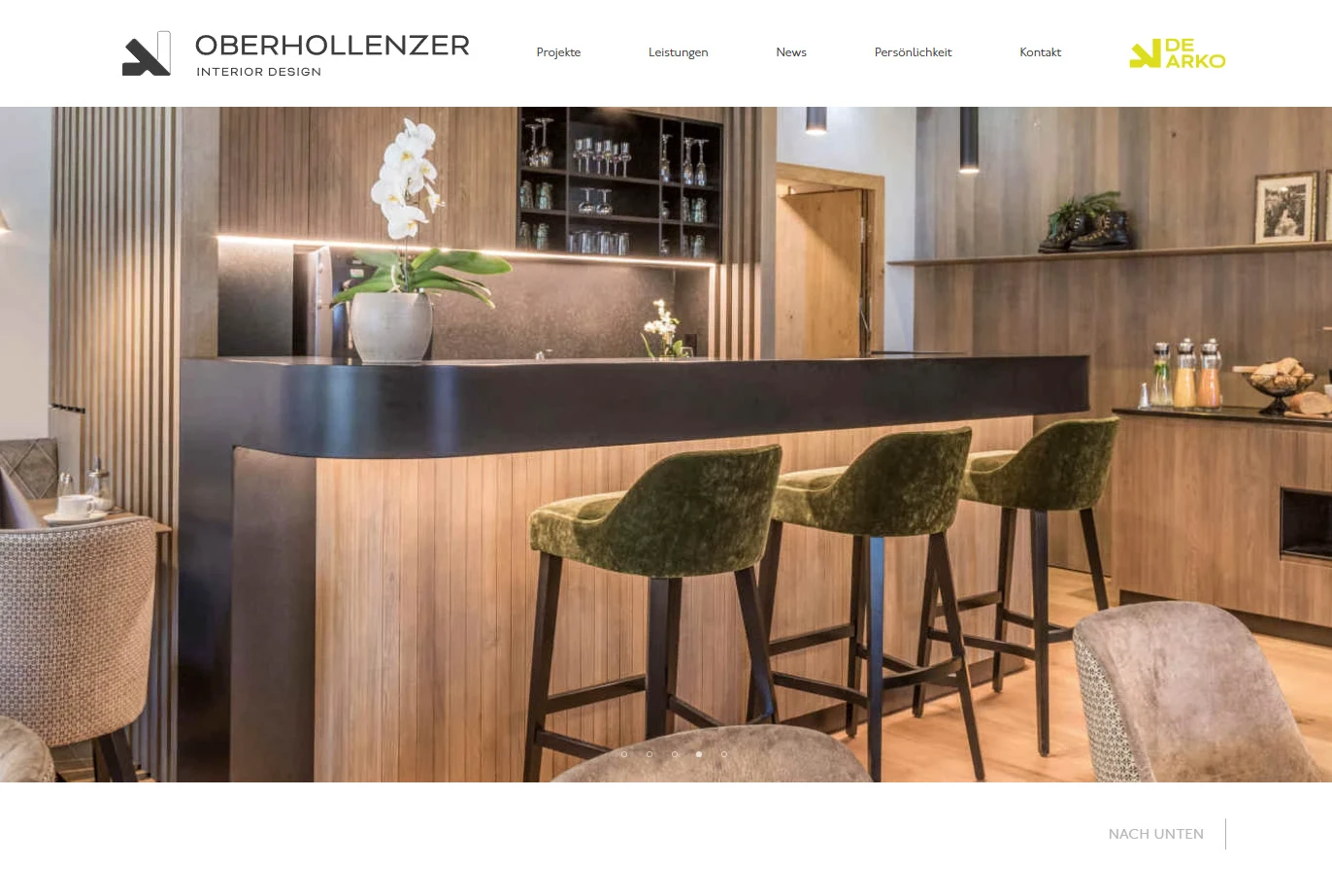 Startseite der Website Oberhollenzer Interior Design