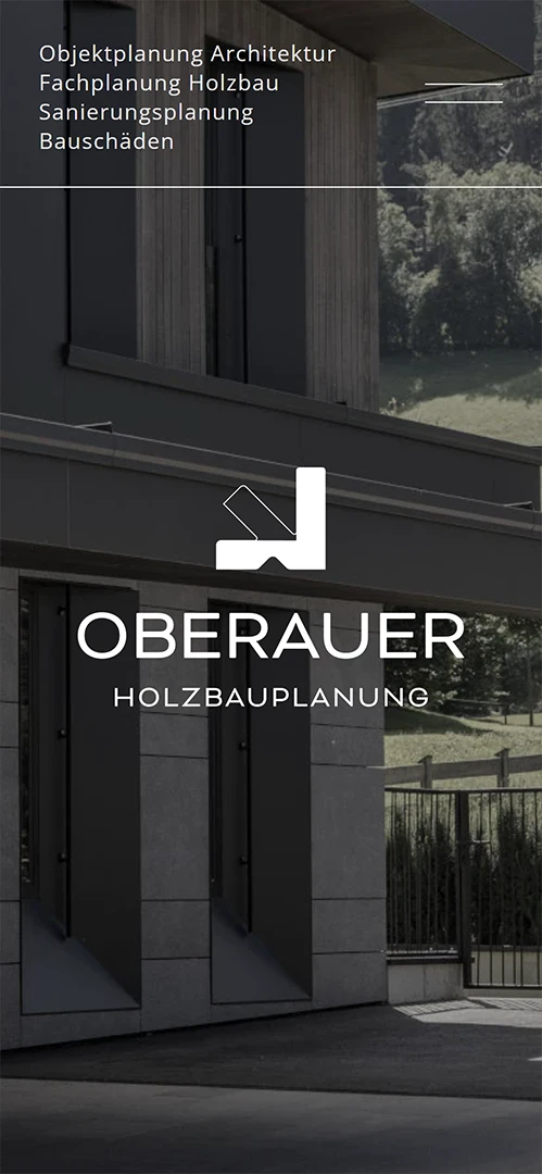 Screenshot der Mobilen Ansicht der Website von Oberauer Holzbauplanung